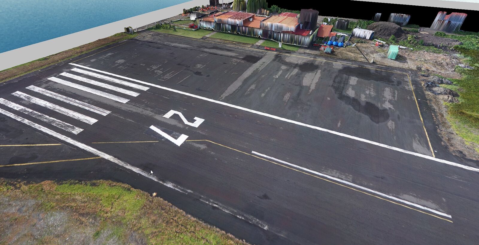 Ortofoto de la cabecera de una pista de aterrizaje